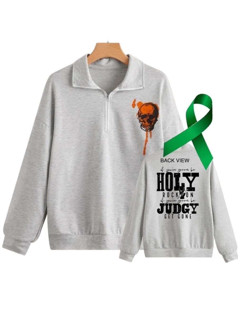 Judgy Get Gone Mental Health graphic zip raglan pullover sweatshirt small